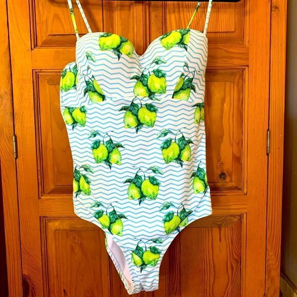 Cupshe Swimsuit Padded Baby Blue Green One Piece Size Small - Picture 1 of 4